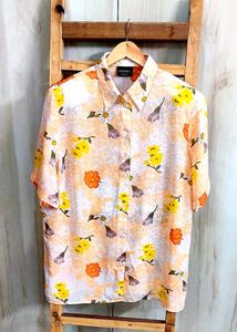 Light Orange Printed Shirt Size-42-44