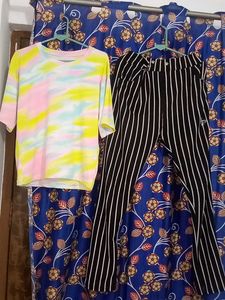 Tie Dye Top &amp; Striped Pants Set
