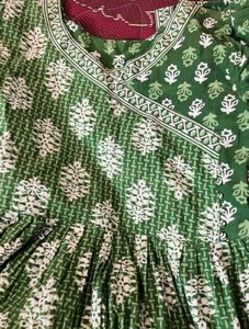 Green Printed Short kurtha