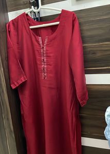 Red Kurti with Embroidery