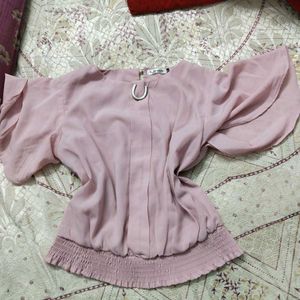 Pink Flutter Sleeve Top