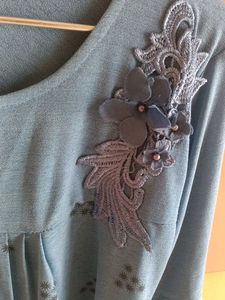 Aqua Floral Embellished Top