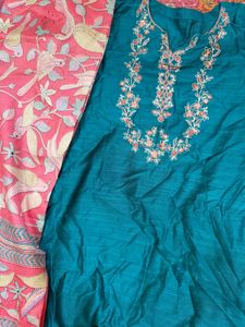 Teal Embroidered Kurta Set