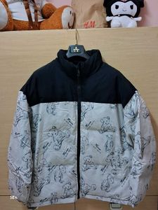 Teddy Bear Print Puffer Jacket