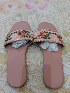 Floral Embroidered Flat Sandals