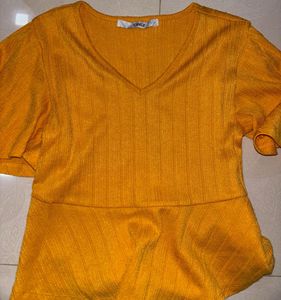 Yellow Flutter Sleeve Top