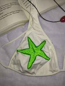 White Graphic Bikini Top