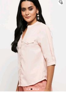Pink 3/4 Sleeve Button-Down