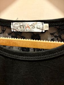 Black Lace Sleeve Over Size Top