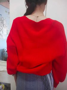 Red Square Neck Sweater