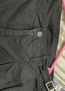 Black Cropped Cargo Pants