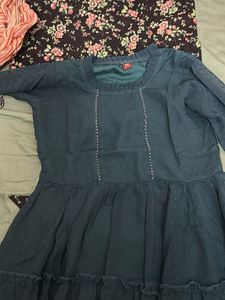 Teal tiered ruffle dress