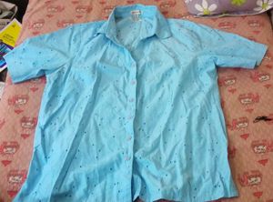 Cute Blue Button-Down Shirt