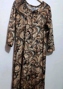 Brown Printed Winter Kurti For 42 Bust