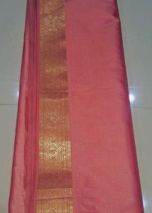 Pink Saree with Gold Border