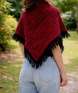Cozy Red & Black Poncho🤩🤩🥳 Looks Great 👍