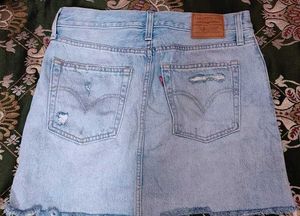 Distressed Denim Skirt