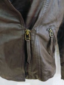 Imported Korean Brown Leather Moto Jacket