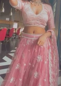 Pink Floral Embroidered Lehenga Set