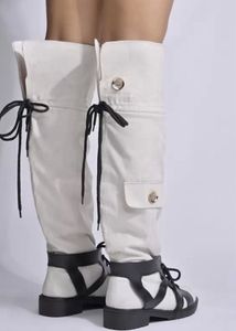 Unique Black &amp; White Knee Boots