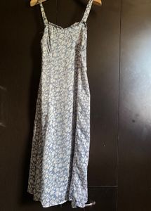 Floral Blue Mesh Maxi Dress