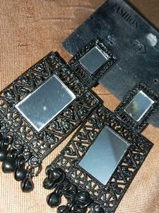 Black Mirror Drop Earrings