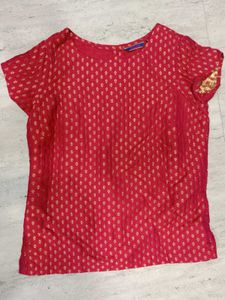 Red Ditsy Print Top