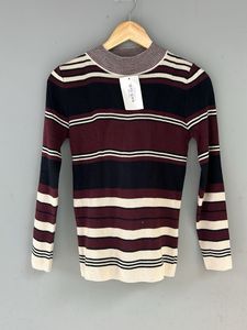 Striped Knit Turtleneck Top