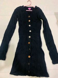 Black Button-Down Dress - Size S