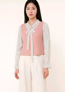 Pink & Polka Dot Blouse Winter Top