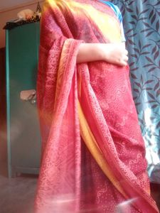 Yellow And Maroon Saree