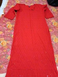 Stylish Red Long Kurti For Women