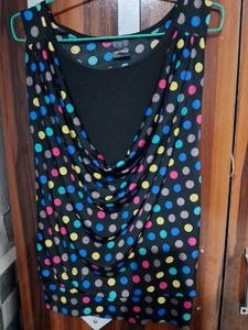 Polka Dot Cowl Neck Dress