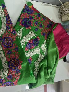Green Embroidered Dress Material