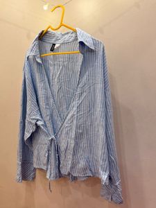 Striped Blue Wrap Shirt