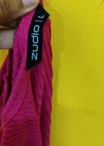 Zudio Pink Ribbed Crop Top With String