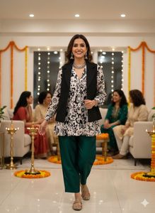 ✨Instant Chic!Monochrome Meadow Flowy Tunic Top!✨