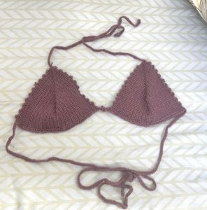 Purple Crochet Bikini Top