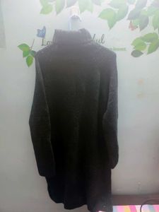 Cozy Charcoal Grey Knit Turtleneck Dress