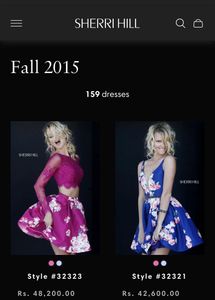 Sherri hill Navy Blue Printed Dress