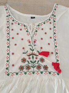 White Embroidered Tunic Top