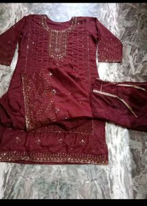 Burgundy Embroidered Salwar Kameez
