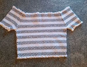 Striped Off Shoulder Crop Top