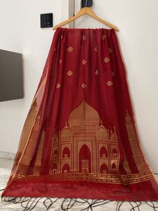 Maroon Taj Mahal Dupatta