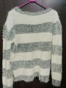 Striped Fuzzy Knit Sweater