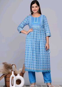 Beautiful Nyra Cut Kurti Pant Dupatta Set