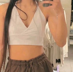 White Halter Crop Top