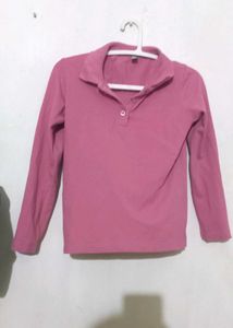 Collar Tshirt Full Sleeve Pink 🩷