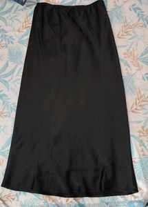 Satin Black Midi Skirt