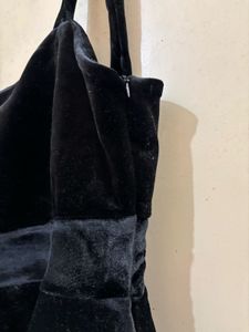 Black Peplum Velvet Top